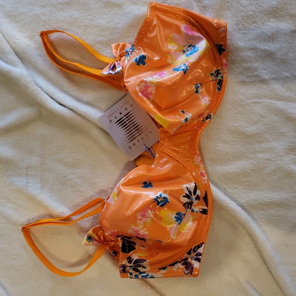 Savage x Fenty Orange Floral Unlined Bra